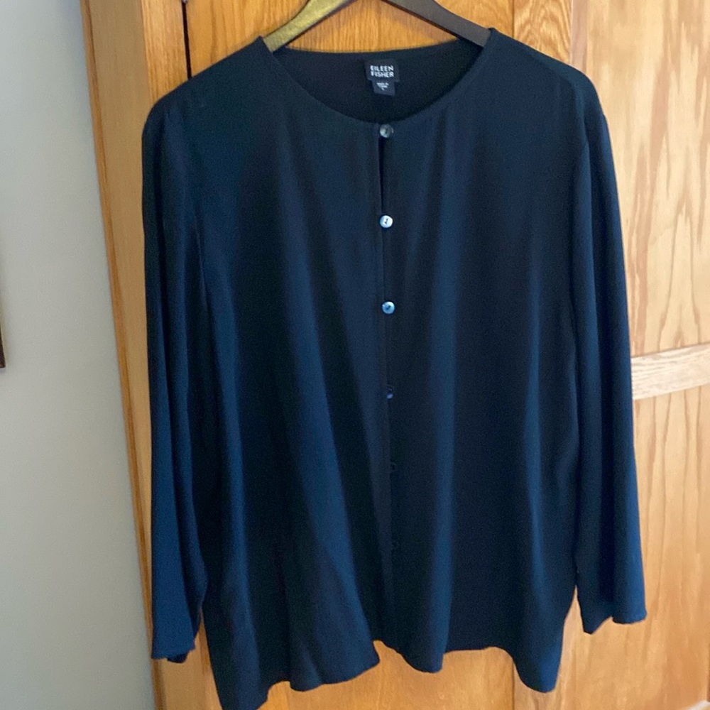 Eileen Fisher black silk jacket